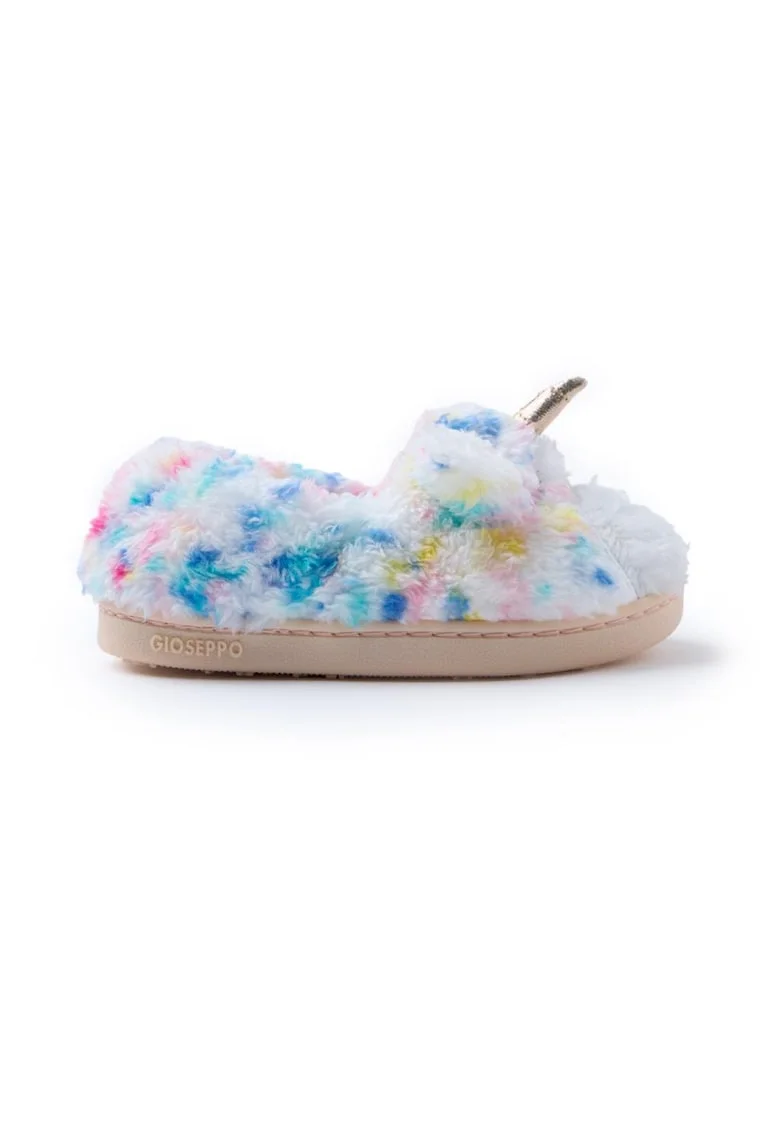 Botosei din material teddy cu model unicorn, Multicolor