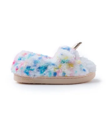 Botosei din material teddy cu model unicorn, Multicolor
