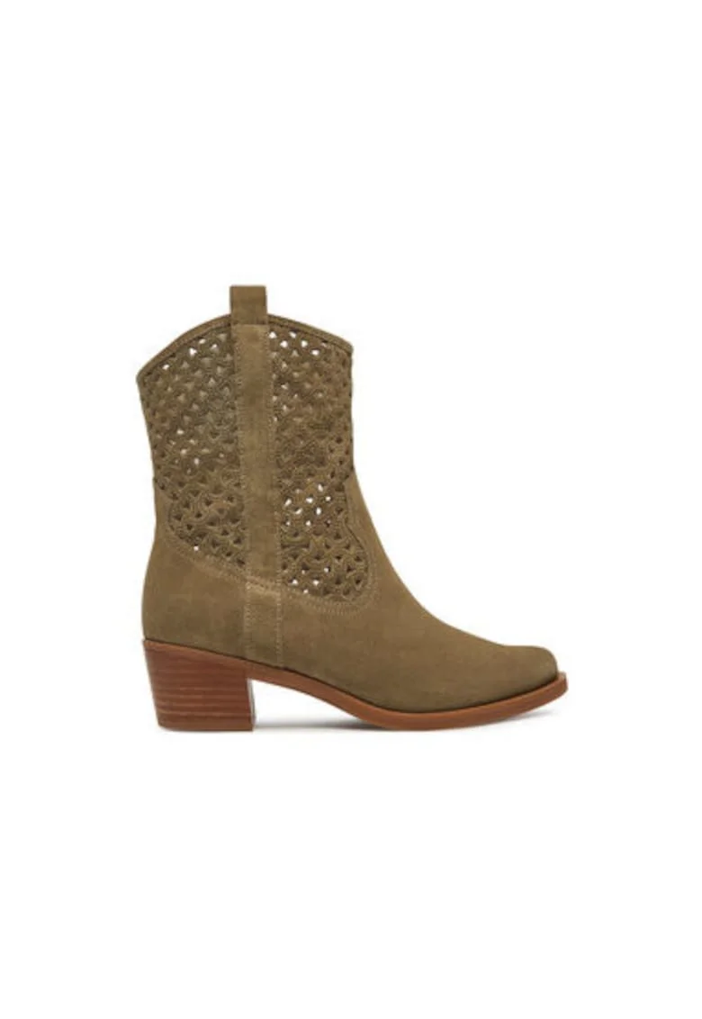 Botine dama  GALATEA_BS, Piele naturala, Maro