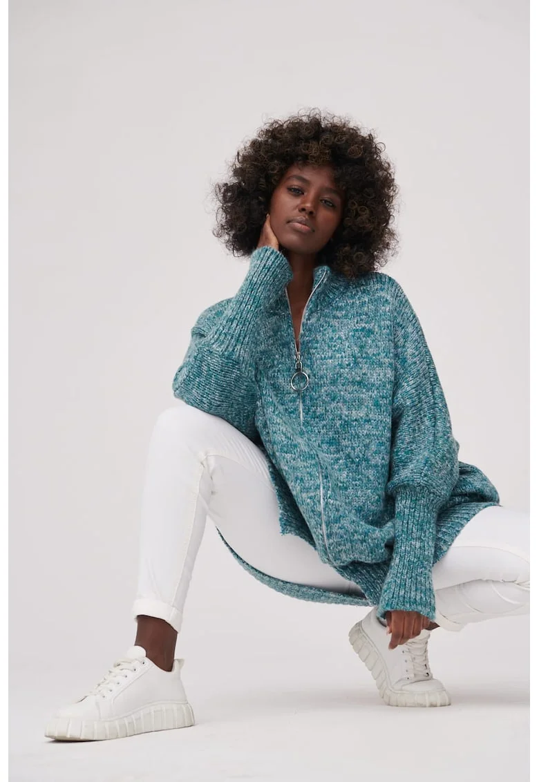 Cardigan supradimensionat din amestec de lana cu buzunare,
