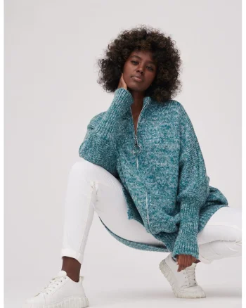 Cardigan supradimensionat din amestec de lana cu buzunare,