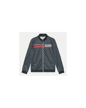 Bluza sport cu fermoar si imprimeu monogram