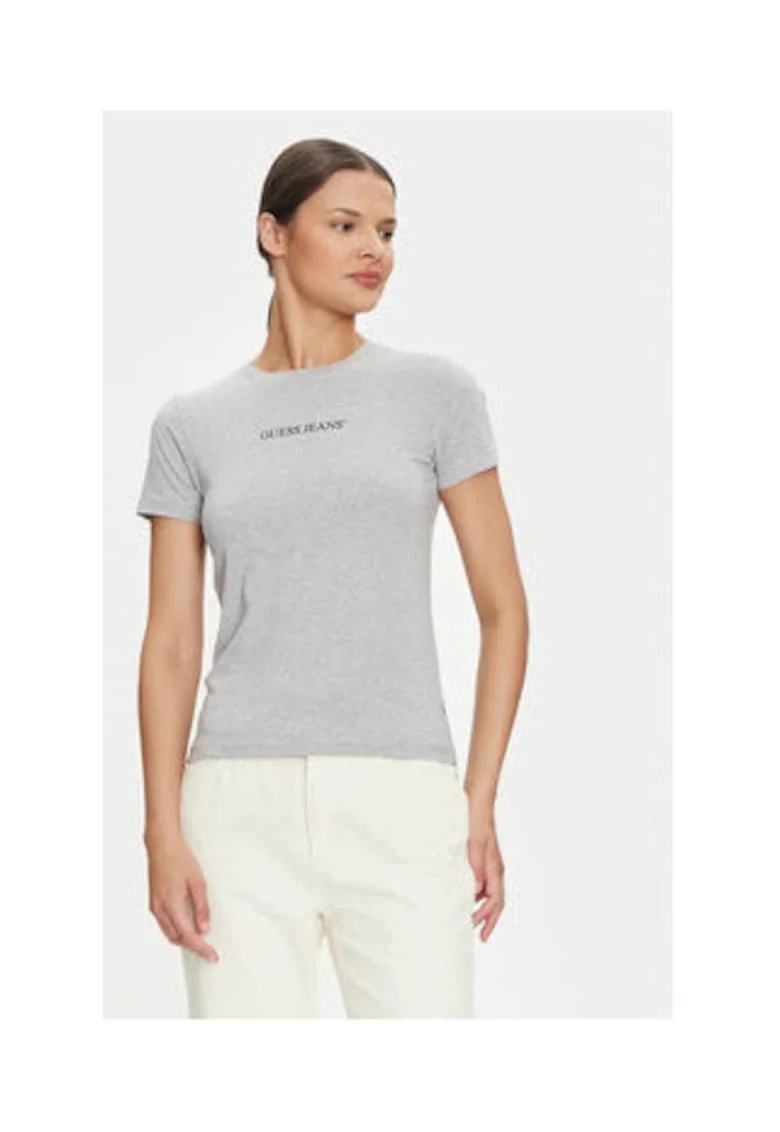 Tricou slim fit cu imprimeu cu decolteu la baza gatului