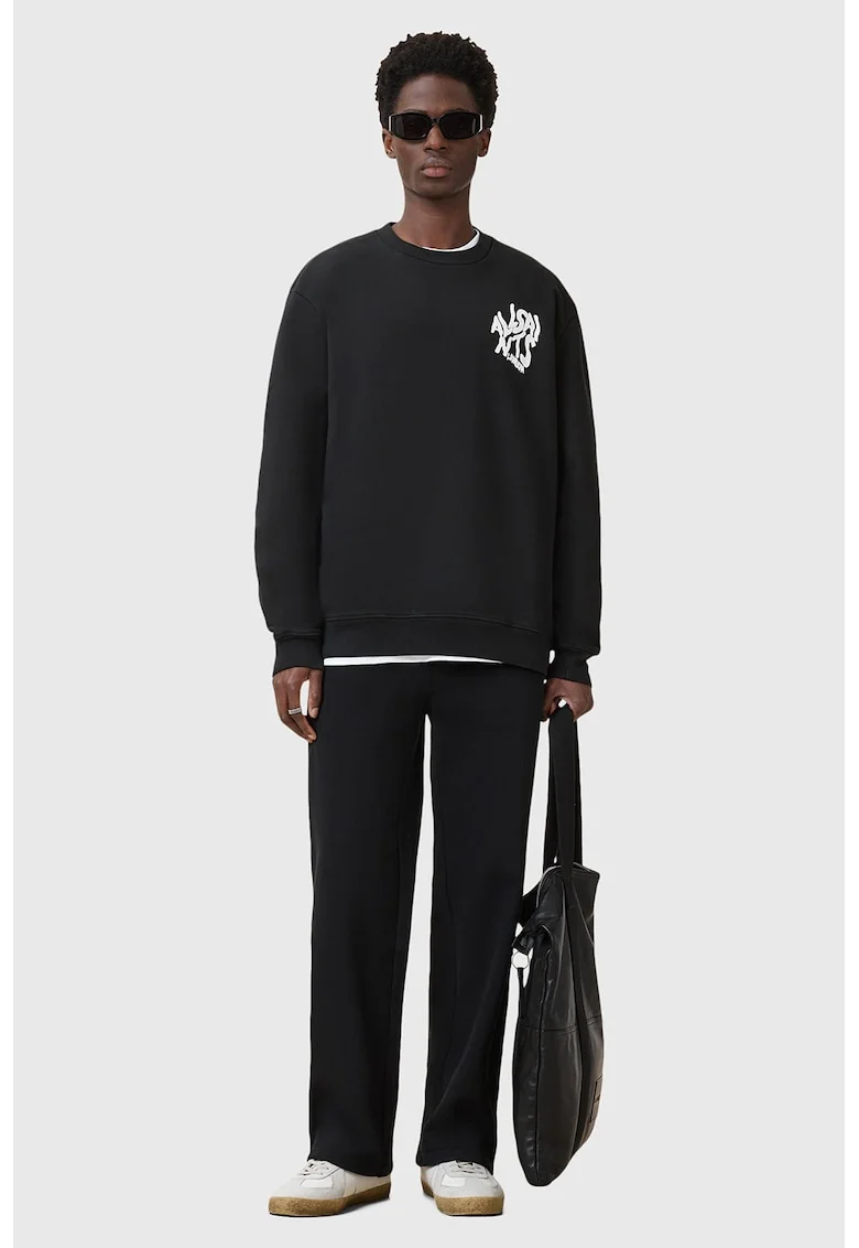 Bluza de trening cu logo contrastant pe spate Orlando, Alb/Negru