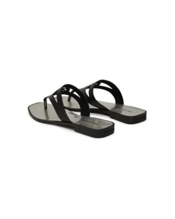 Papuci flip-flop dama  KL80407, Piele naturala, Negru