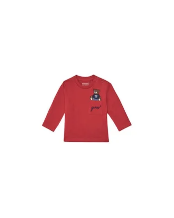 Bluza din bumbac organic cu buzunar pe piept si aplicatie urs brodata