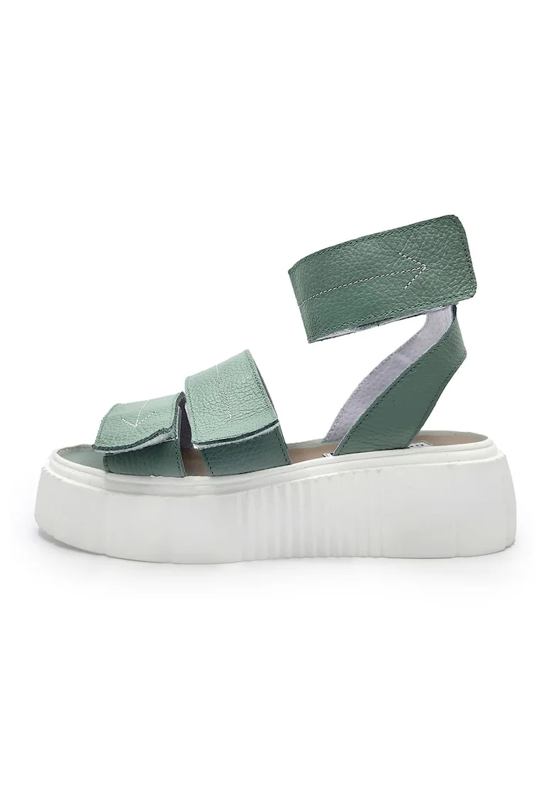 Sandale de piele cu platforma, Verde pal