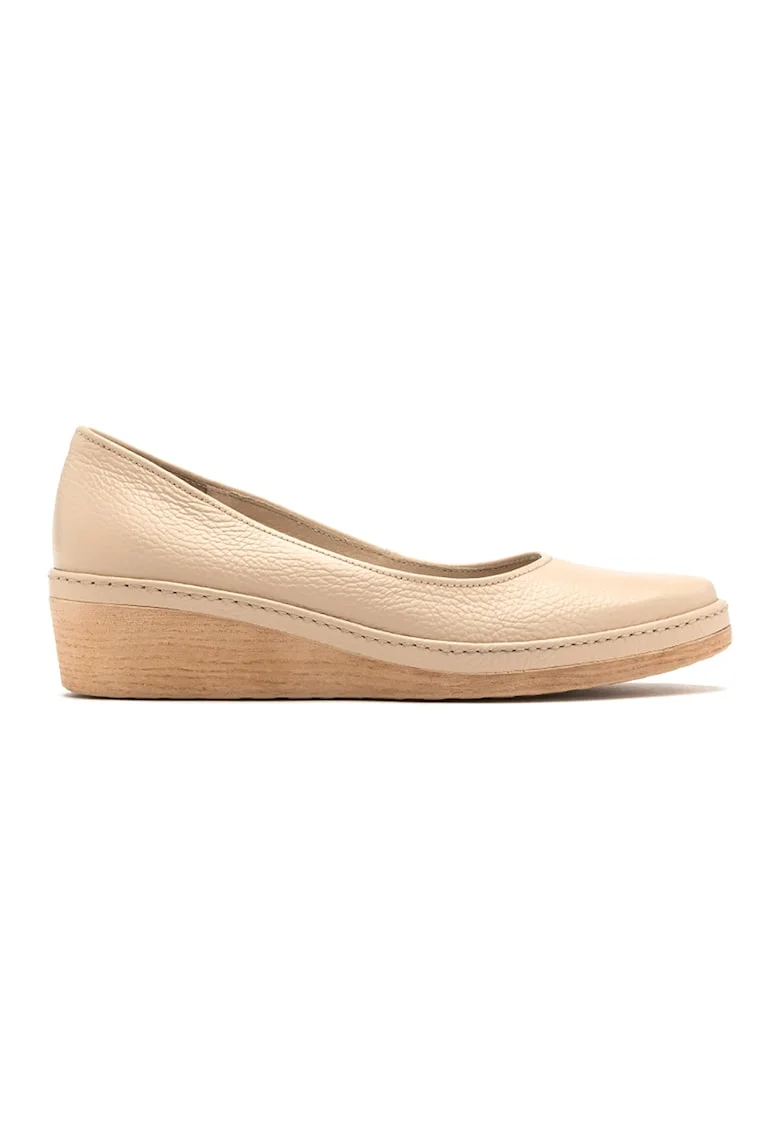 Pantofi wedge de piele Sofia, Bej
