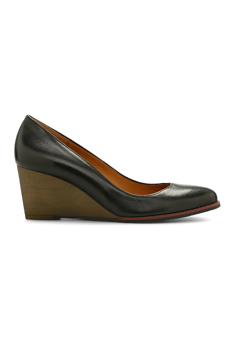 Pantofi wedge de piele, Negru