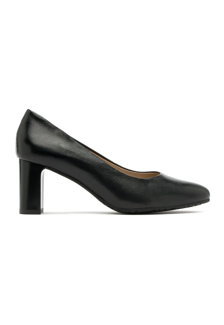 Pantofi de piele cu toc masiv, Negru