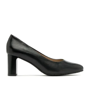 Pantofi de piele cu toc masiv, Negru