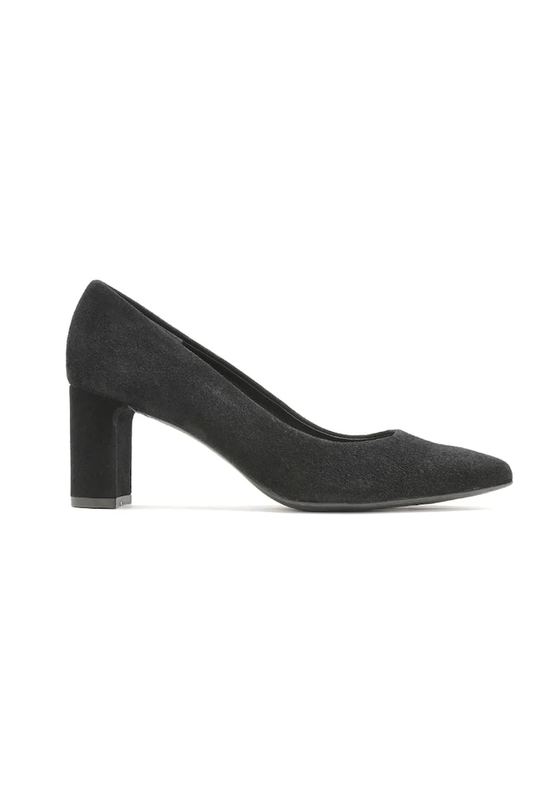 Pantofi de piele intoarsa cu varf ascutit, Negru