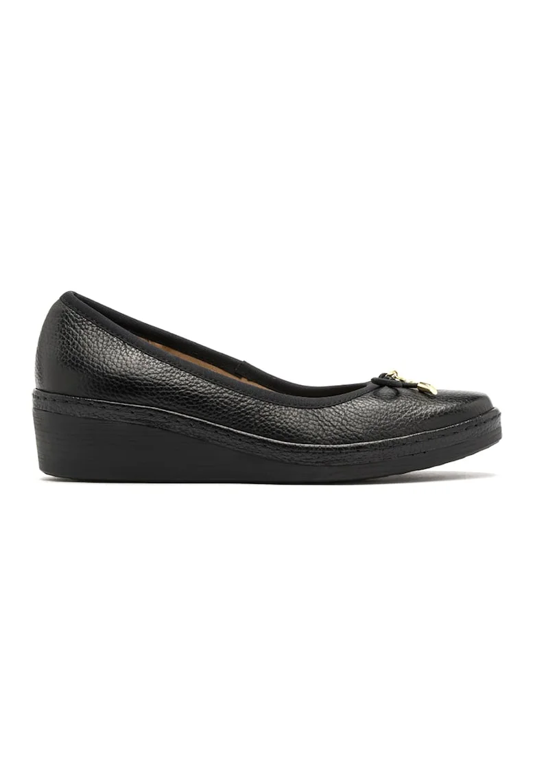 Pantofi wedge de piele Sofia, Negru