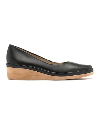 Pantofi wedge de piele Sofia, Negru