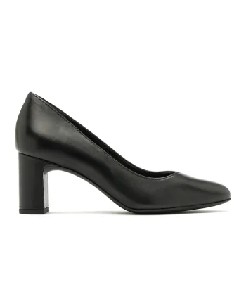 Pantofi de piele cu toc masiv Susan, Negru stins
