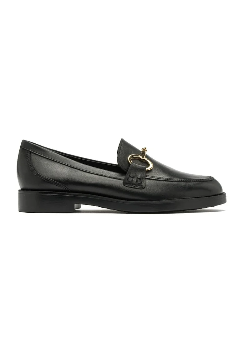 Pantofi loafer de piele cu detalii de lant, Auriu/Negru