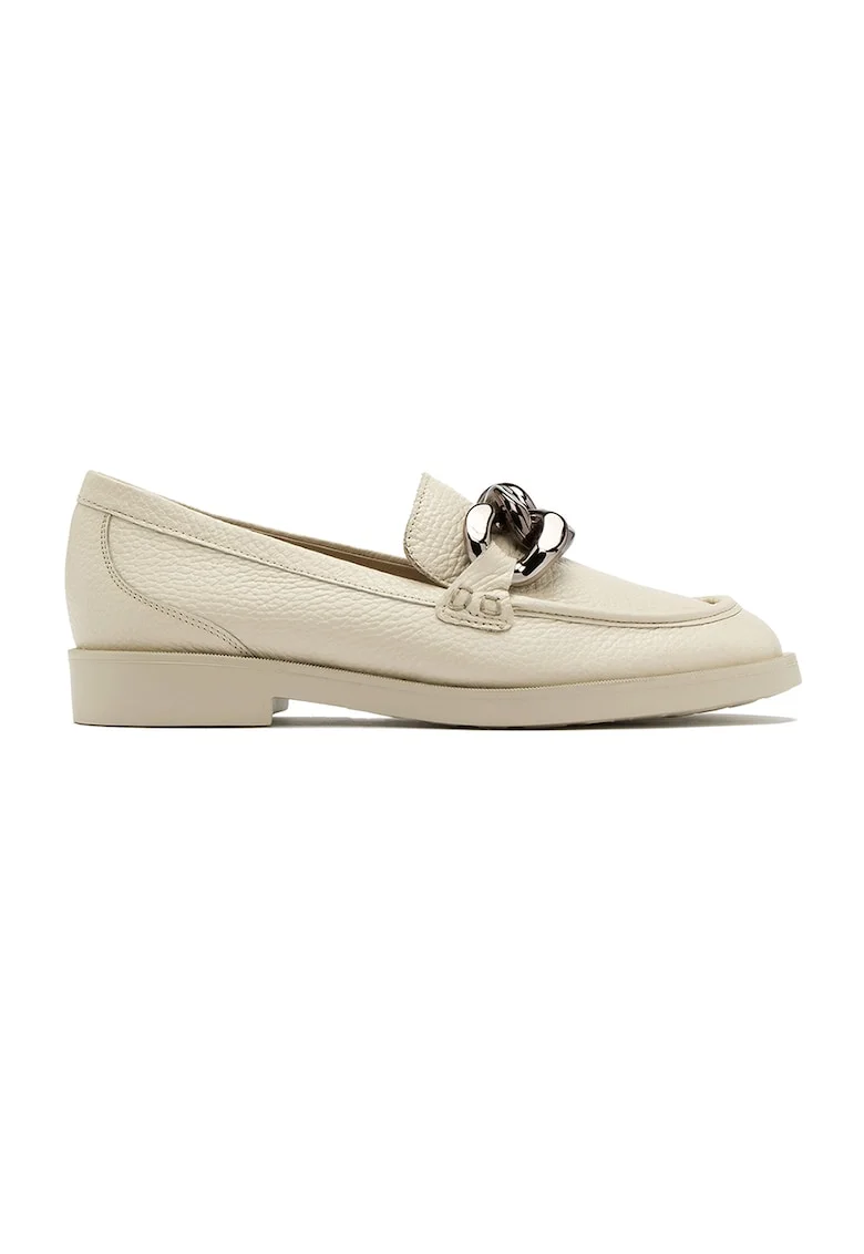 Pantofi loafer de piele cu detalii de lant Rosalia, Crem