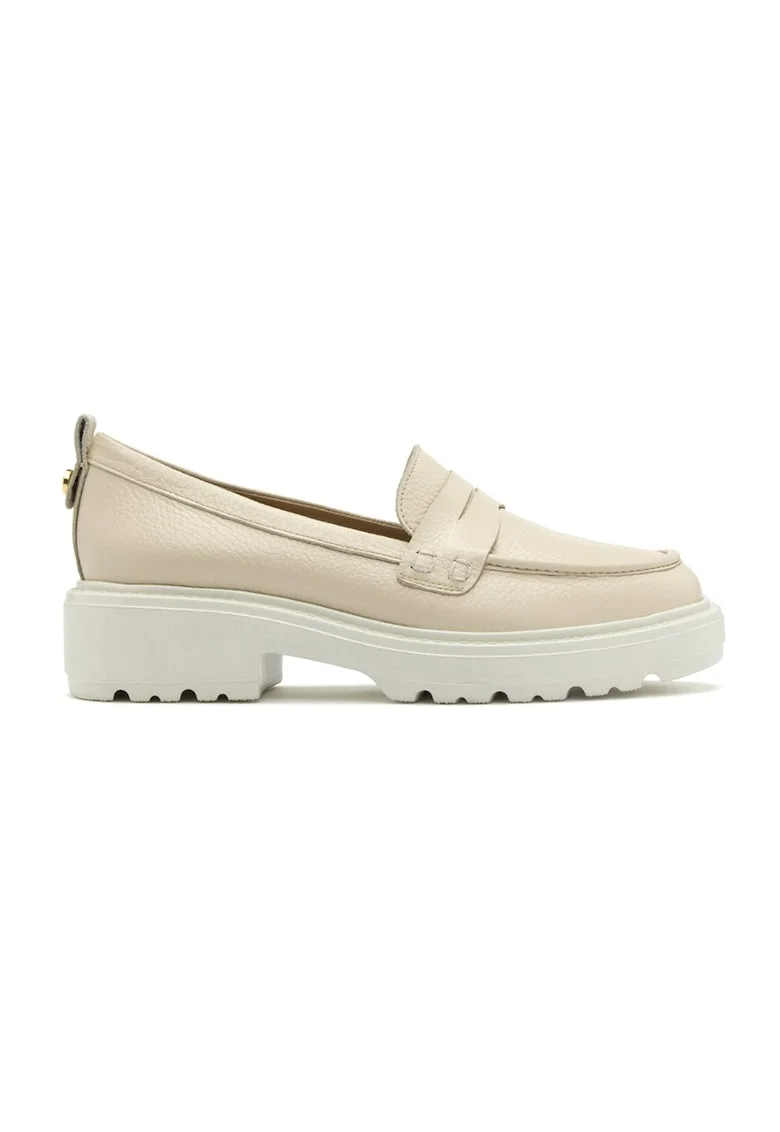 Pantofi loafer de piele, Crem