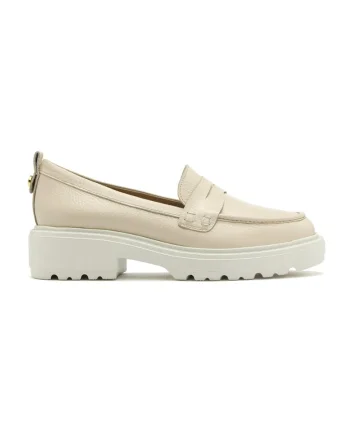 Pantofi loafer de piele, Crem