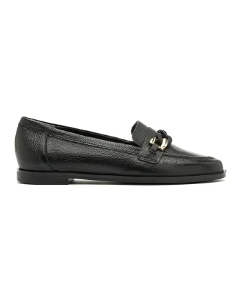 Pantofi loafer de piele cu detalii lant, Auriu/Negru