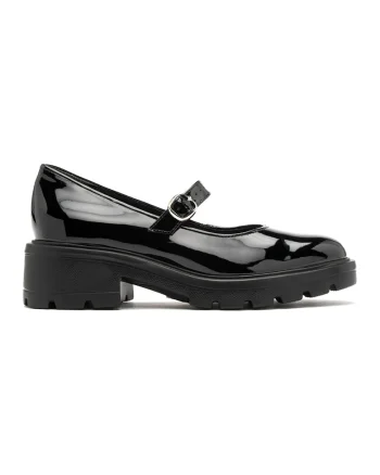 Pantofi cu aspect lacuit Sisi, Negru