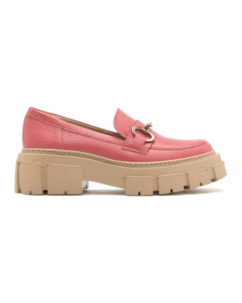Pantofi loafer de piele cu detaliu metalic Pauline, Auriu/Roz aprins