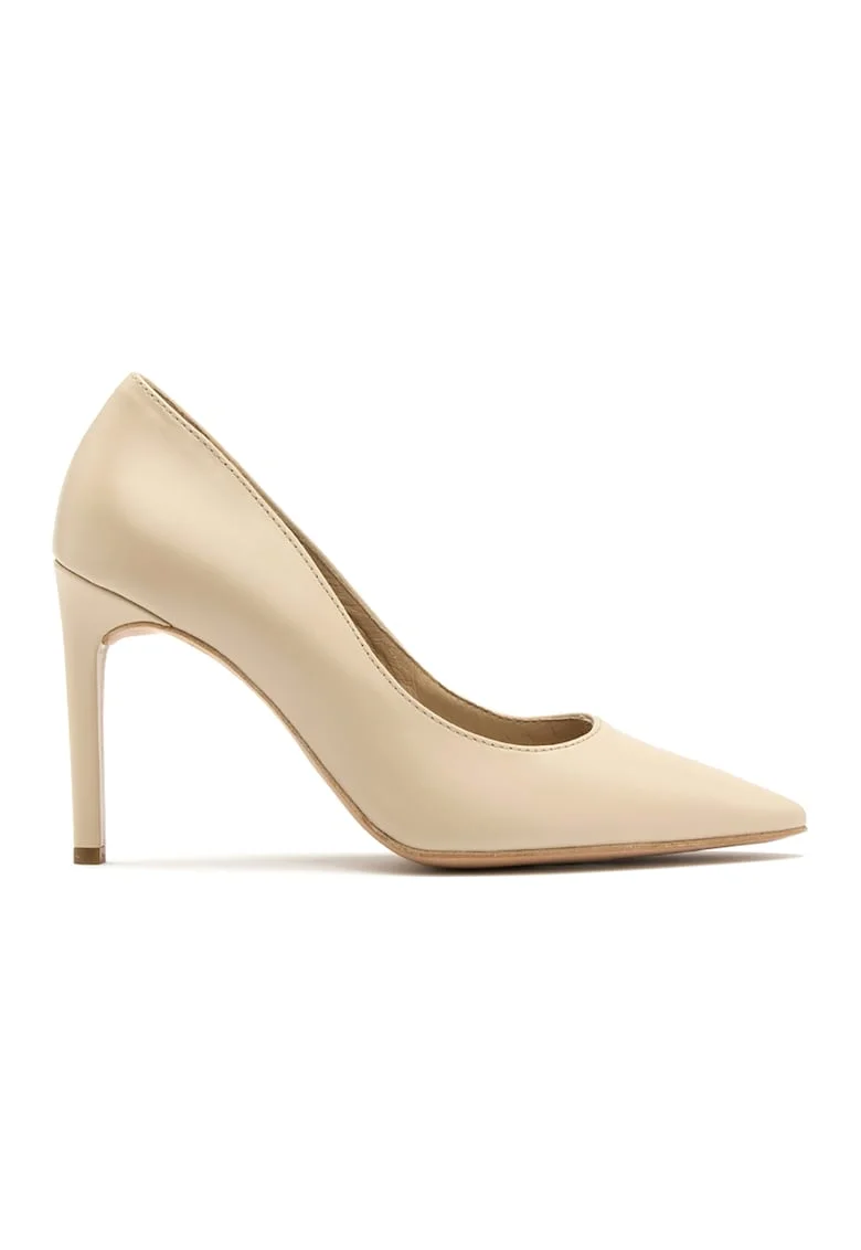 Pantofi de piele cu toc stiletto Aga, Bej