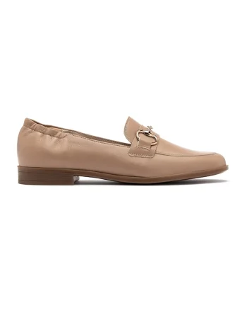 RYLKO, Pantofi loafer de piele cu varf rotund, Bej
