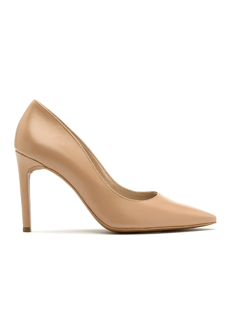 Pantofi de piele cu toc stiletto Aga, Bej inchis
