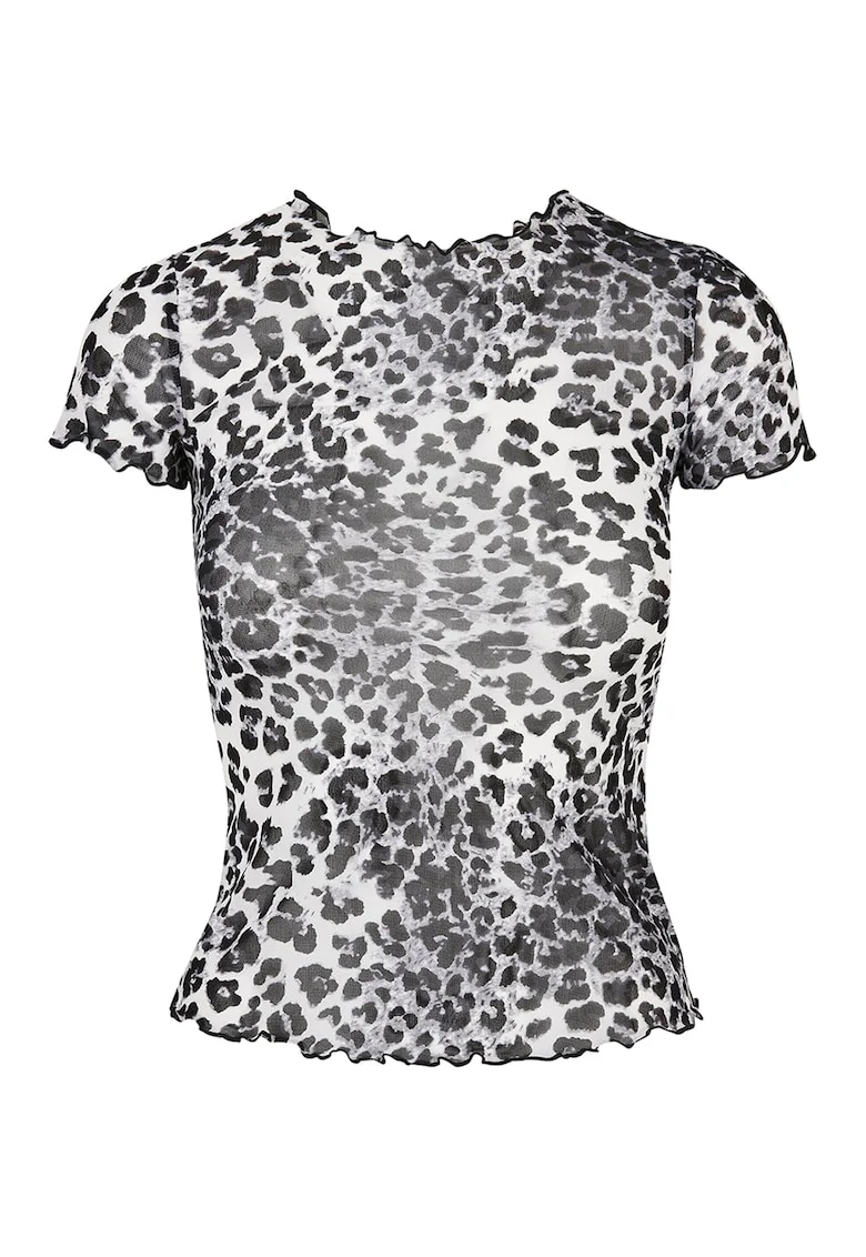 Tricou slim fit semitransparent, Alb/Negru