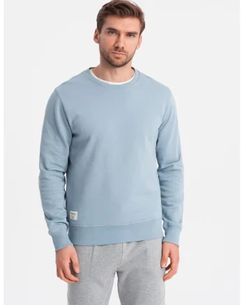 Bluza de trening din bumbac cu decolteu la baza gatului, Albastru pastel