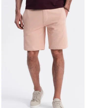 Pantaloni scurti din bumbac cu talie ajustabila, Piersica
