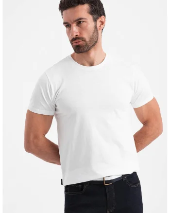 Tricou uni cu decolteu la baza gatului, Alb murdar