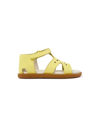 Sandale de piele cu velcro, Galben pai