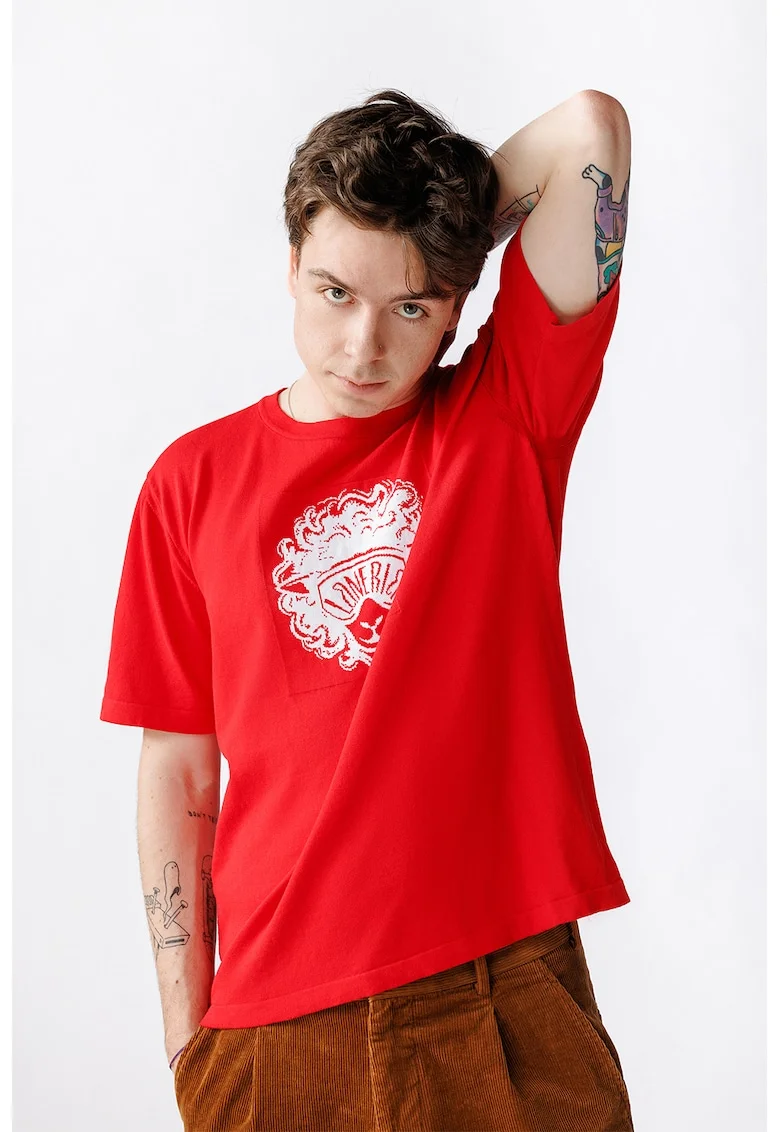 Tricou unisex cu imprimeu Dolly, Rosu