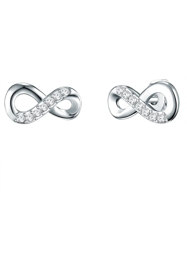 Cercei decorati cu zirconia, in forma de simbolul infinitului 32121, Argintiu