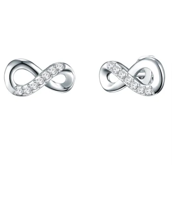 Cercei decorati cu zirconia, in forma de simbolul infinitului 32121, Argintiu