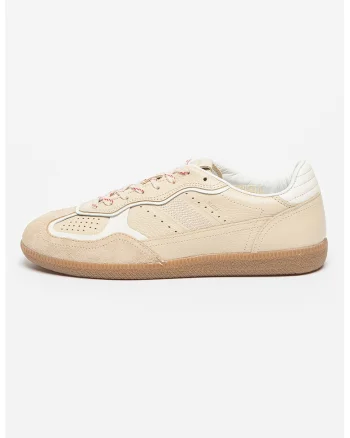 Pantofi sport low-cut de piele cu garnituri de piele intoarsa, Crem/Bej deschis