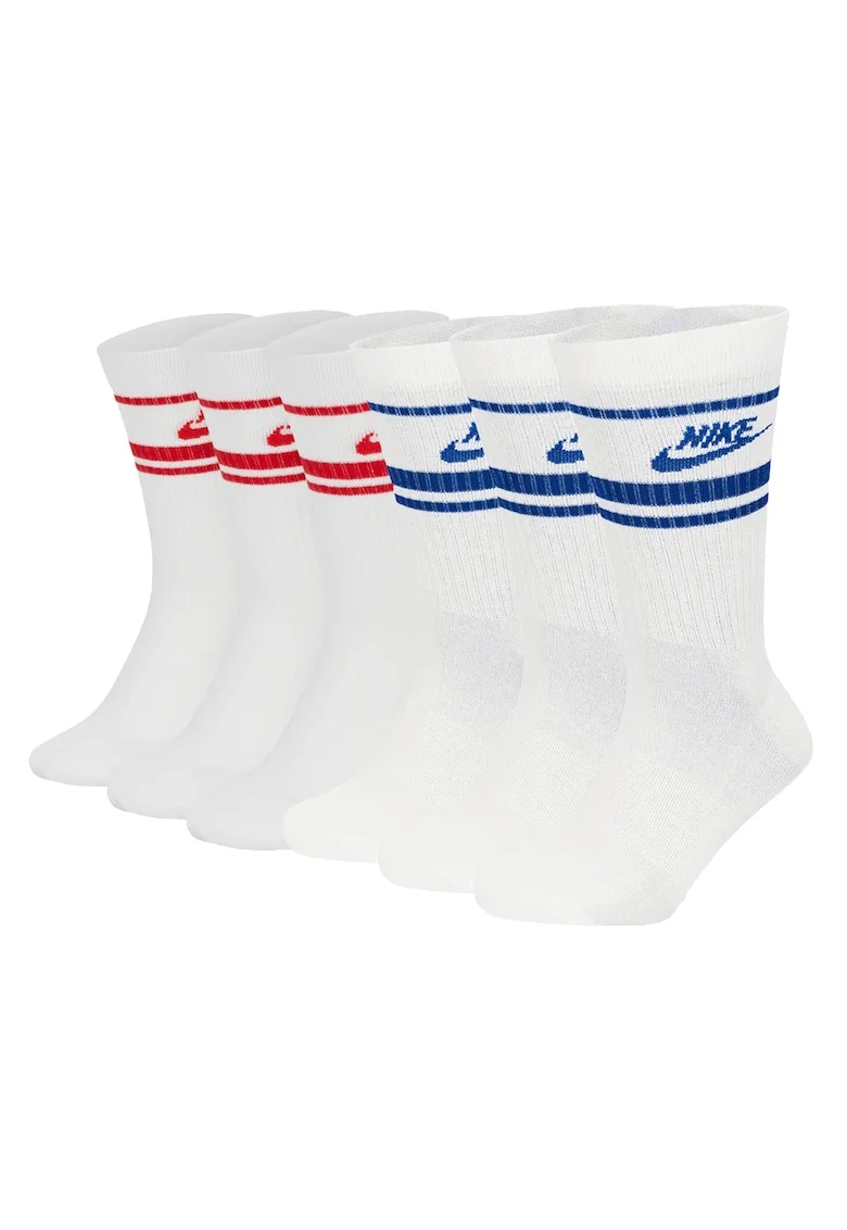 Set de sosete lungi unisex cu imprimeu logo Everyday Essential - 6 perechi, Rosu/Alb/Albastru