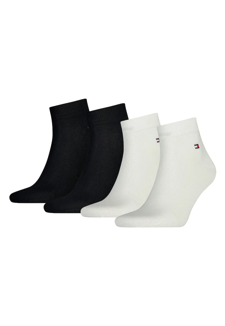 Set de sosete scurte cu logo discret 14171 - 4 perechi, Alb/Negru