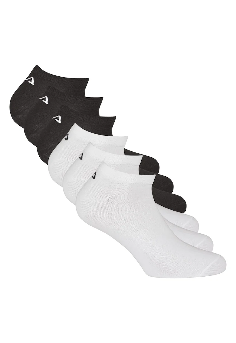 Set de sosete pana la glezna unisex cu monograma discreta - 6 perechi, Alb/Negru