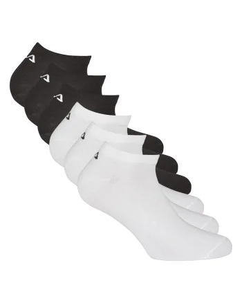Set de sosete pana la glezna unisex cu monograma discreta - 6 perechi, Alb/Negru