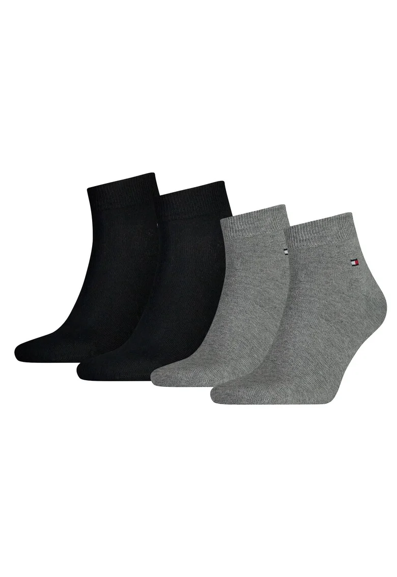 Set de sosete scurte cu logo discret 14171 - 4 perechi, Negru/Gri