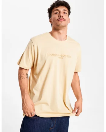 Tricou unisex cu text in relief, Bej deschis