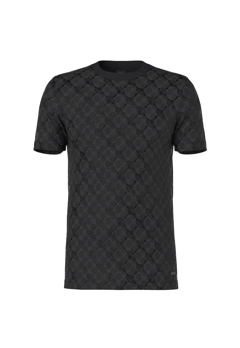 Tricou de bumbac cu decolteu la baza gatului Panos, Negru