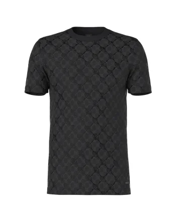 Tricou de bumbac cu decolteu la baza gatului Panos, Negru