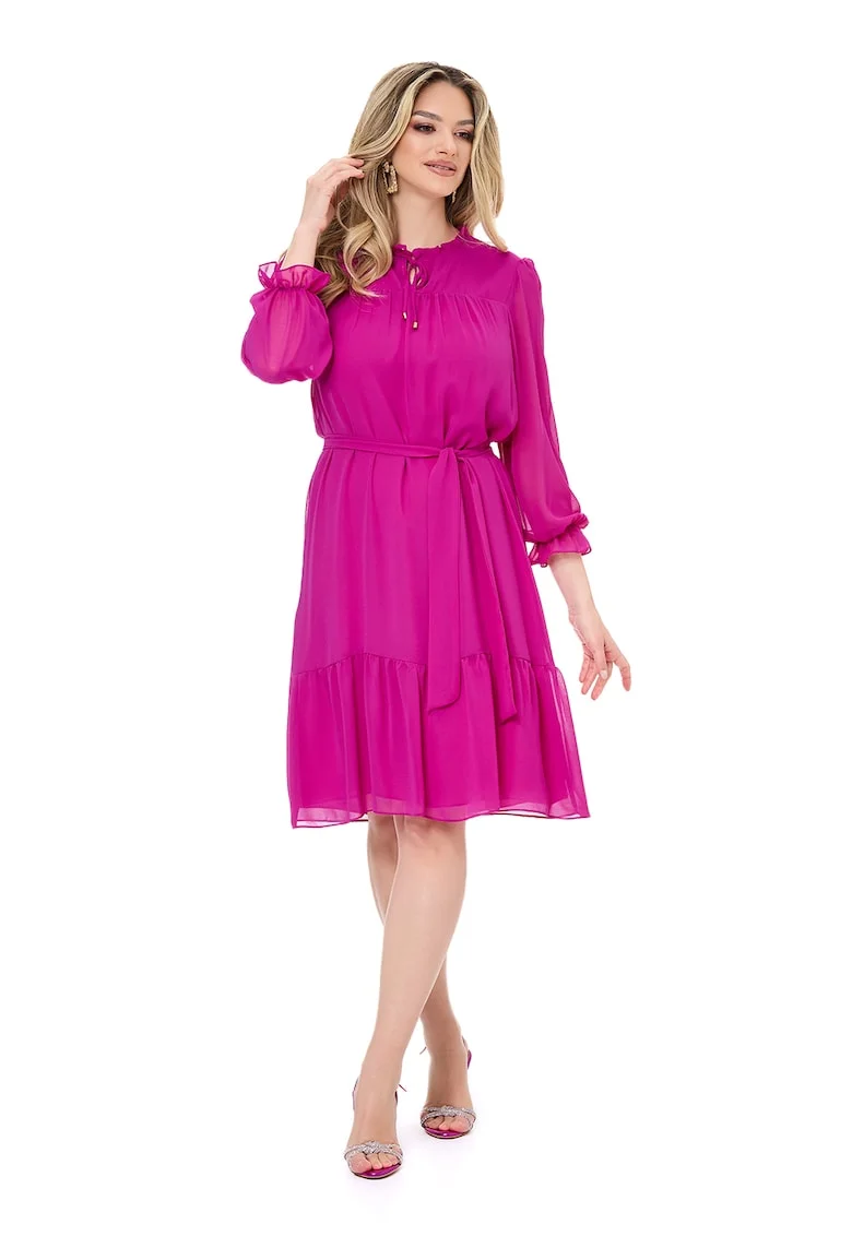 Rochie evazata cu maneci 3/4 Amelie, Fucsia