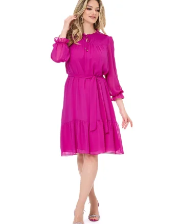 Rochie evazata cu maneci 3/4 Amelie, Fucsia