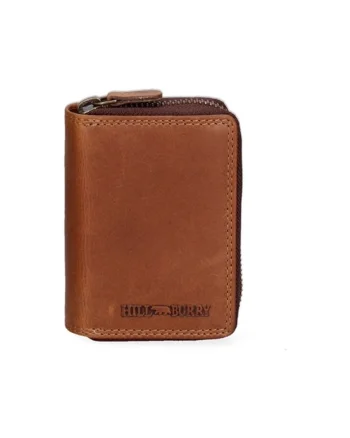 Portofel de piele cu logo, Maro cognac