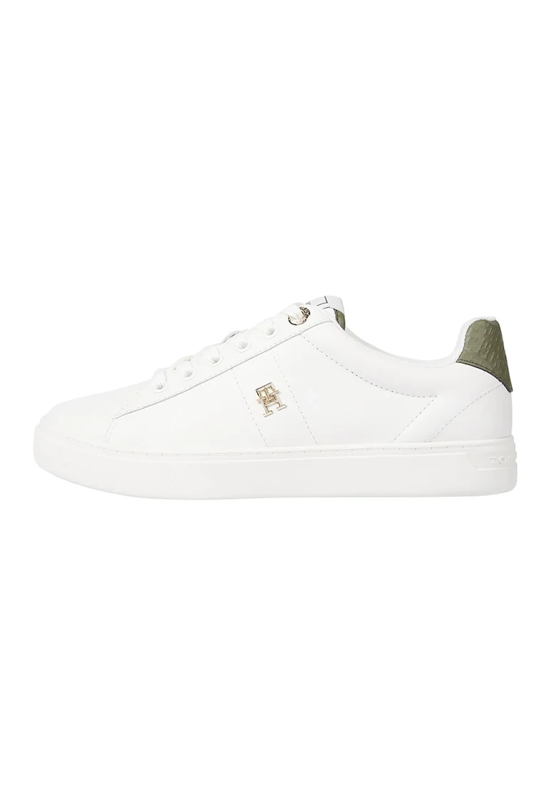 Pantofi sport din piele, Alb/Kaki
